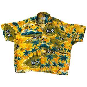 Vintage 50s 60s Sears Japan Rayon Hawaiian Aloha Shirt Tropical Beach Size Large
